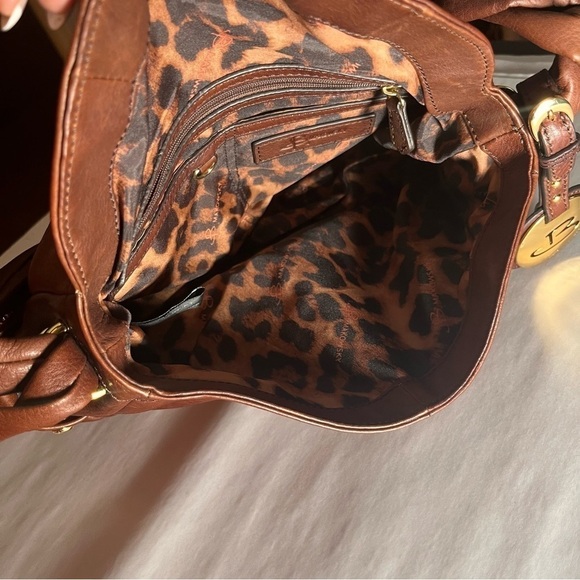 B. MAKOWSKY Brown LEATHER SATCHEL HANDBAG WITH Twisted STRAP SHOULDER PURSE - Picture 7 of 16